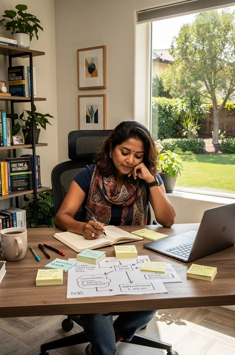 Diverse group of employees brainstorming solutions to reduce operational inefficiencies using technology