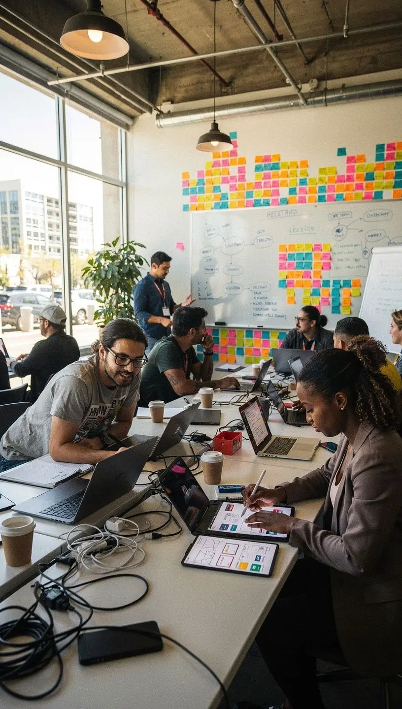 Engineer configuring automated software systems designed to streamline repetitive tasks in a factory environment